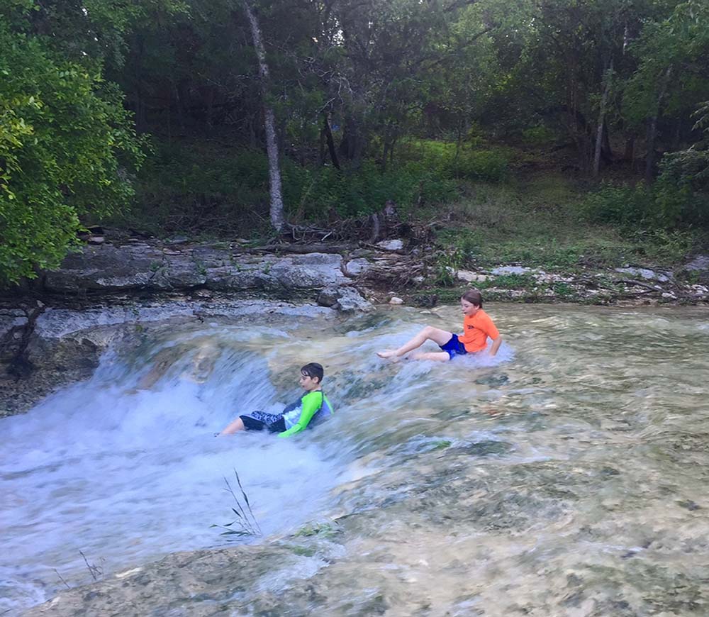 Helotes Creek Running Water Children Playing Web