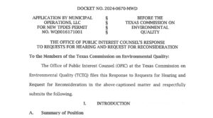 Helotes News TCEQ OPIC Response on Affected Persons; Guajolote Ranch